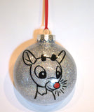 Rudolph the Red Nosed Reindeer ~ old school cute Christmas ornaments ~ Unique present for best friend, daughter, mom, dad, aunt or coworkers