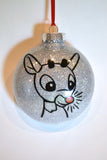 Rudolph the Red Nosed Reindeer ~ old school cute Christmas ornaments ~ Unique present for best friend, daughter, mom, dad, aunt or coworkers