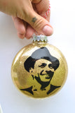 Frank Sinatra ~ Rat Pack Gold glitter Christmas tree ornament ~ excellent gift for Grandmother, Grandfather, neighbor, co-worker, or uncle