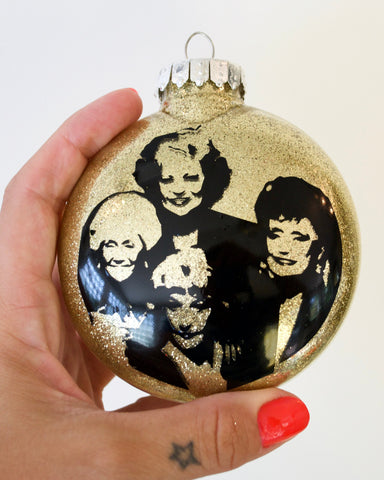 Golden Girls glitter Christmas Ornament Funny holiday decoration  Hilarious gift for friend, mom, sister, coworkers or Pop Culture Mavens