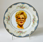 Vintage Sally Jessy Raphael china plate ~ Upcycled and one of a kind ~ Funny gift for Mom, Grandma, Best Friends, TV Fan or Phil Donahue