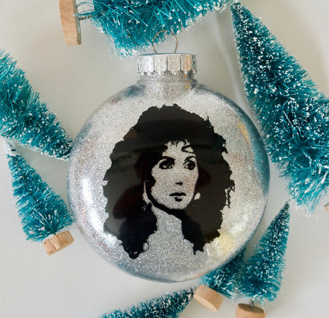 Merry Christmas Ornament ~ Moonstruck CHER Fans ~ Funny Decoration or present for mom, sister, grandma, best friend, boyfriend, & Sonny Bono