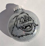 Bumble Glitter Christmas Ornament ~ Rudolph the Red Nosed Reindeer ~ Unique funky present for coworker, friend , son , daughter , mom , dad